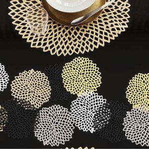 Chilewich Dahlia Coasters - Black - Set of 6